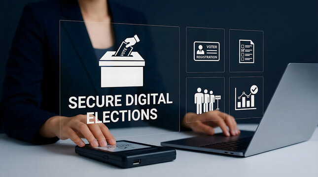 Secure digital elections interface with voter authentication, data protection and governance technology