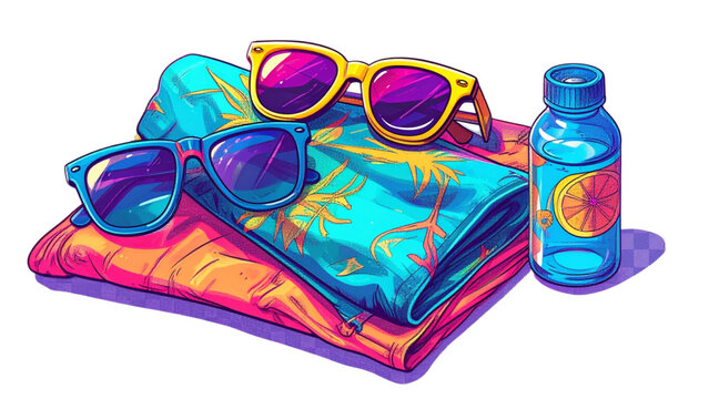 PNG Summer essentials vibrant collection, transparent background