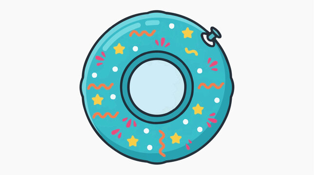 A bright turquoise inflatable ring with a pattern is isolated against a clean background, ideal for pool parties and summer adventures.