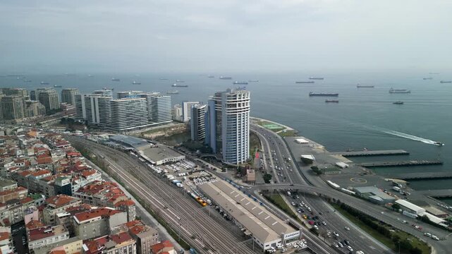 Istanbul/Turkey circa 2023: Radisson Blu Hotel Ottomare, road traffic fly back