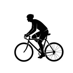 Naklejka premium Silhouette of a cyclist in motion, representing the sport and activity of cycling.