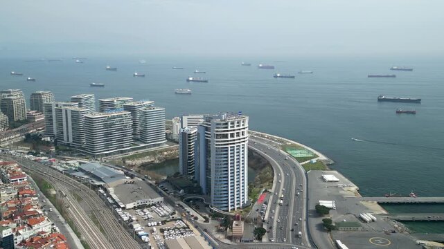 Istanbul/Turkey circa 2023: Radisson Blu Hotel Ottomare, road traffic rotation