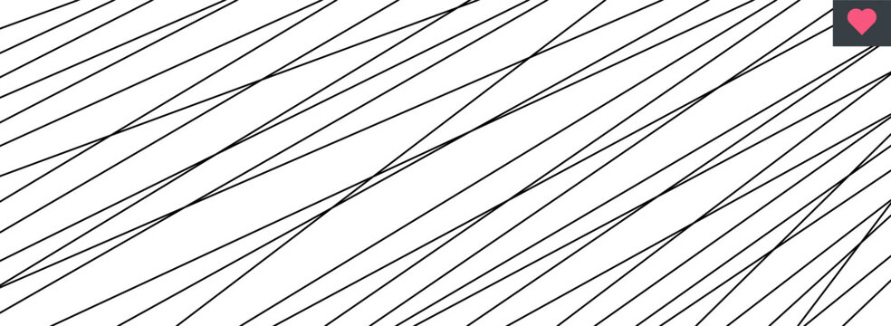 Modern geometric chaos of straight random diagonal elements on white canvas. Vector abstract monochrome texture with angled triangular shapes and minimalist black outlines creates edgy art composition