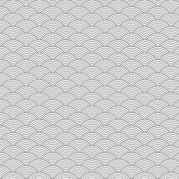 Striped colored circle on a whitish background. Art deco seamless pattern background.