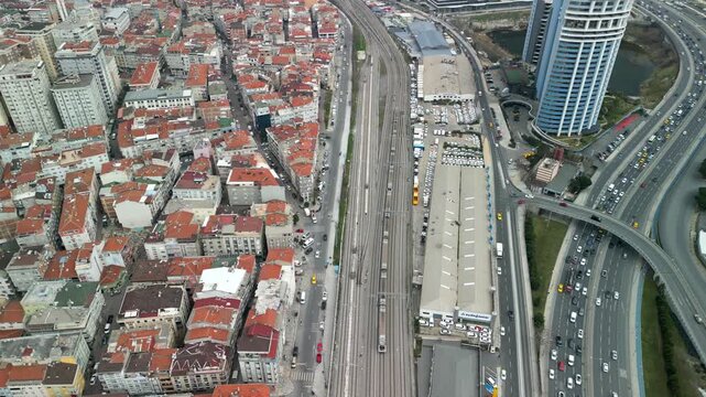 Metro, highway and residential buildings of Istanbul turkey