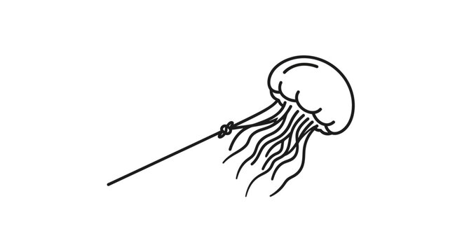 Jellyfish on a leash, surreal concept, abstract illustration, funny pet idea