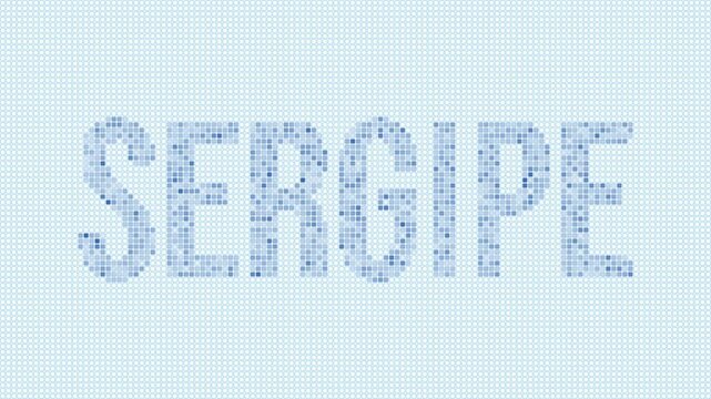 Sergipe, Brazil dotted map animation. Digital style shape of the state. Sergipe, Brazil shape and title dots appear with bulb flickering effect. Intro, outro, logo, title video.