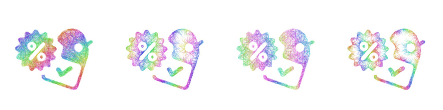 Rainbow sketch promo code applied icon design set