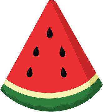 Watermelon Slice Vector Illustration Isolated on White Background