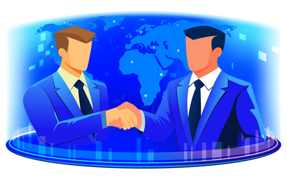 business man global networking partnership illustration