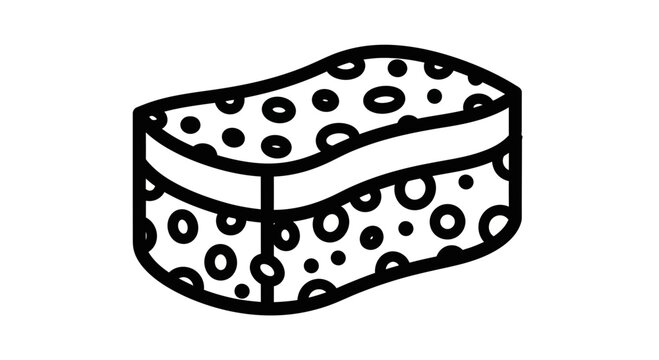 Hand drawn sponge icon, cleaning tool, vector illustration