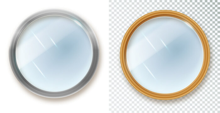 Set of different shape mirrors isolated. Mirror frame, mirrors template. Reflective glass surfaces isolated. Realistic design for indoor furniture