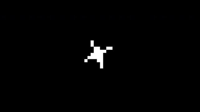 Pixel style rotating sparkle animation with twinkling star. Minimal retro light effect for interface design, game visuals and abstract decorative backgrounds.