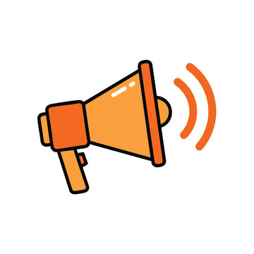 Orange Megaphone Icon Representing Announcement and Communication.