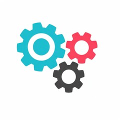 Fototapeta premium Three colorful interlocking gears isolated on white background