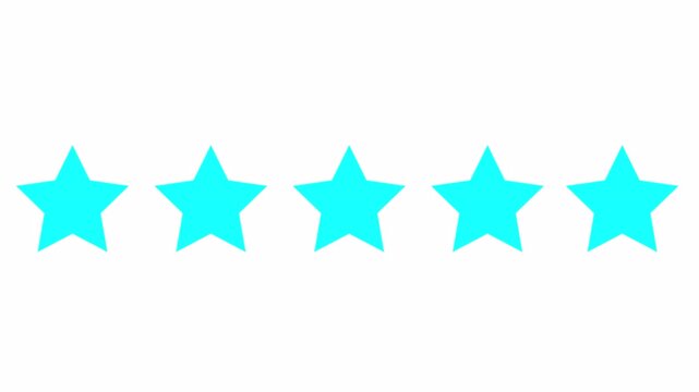 five Star Rating feedback Animation on white background

