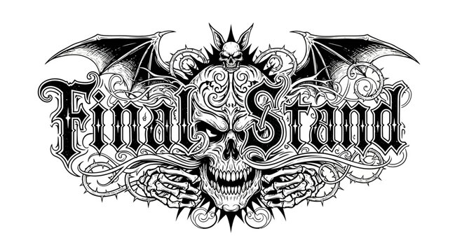 Gothic Skull with Wings and Text - Final Stand