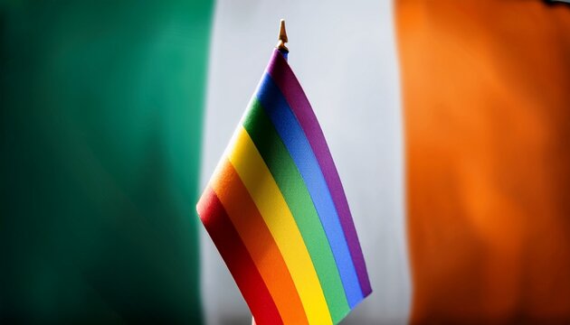 small pride flag with ireland flag background