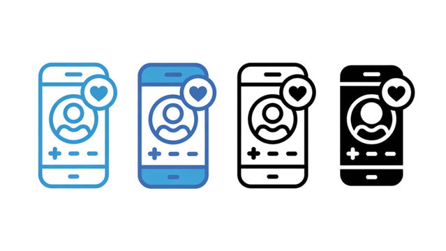 Four smartphones showing different app loading screens with circular progress indicators Vector