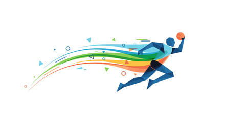 Obraz premium Dynamic running athlete with colorful streaks and motion