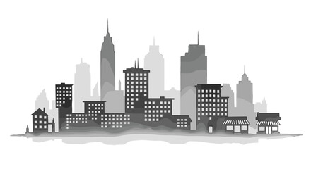 Obraz premium Silhouette of city skyline with skyscrapers and buildings