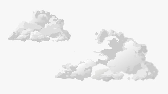 Realistic cloud formations fluffy white cumulus clouds against a plain white background high quality professional detailed modern elegant
