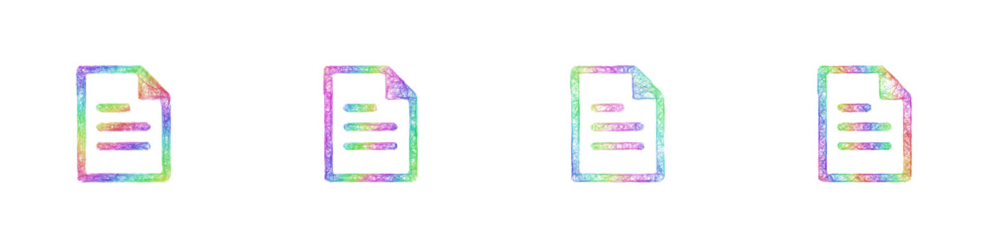 Rainbow color sketch document icon design set