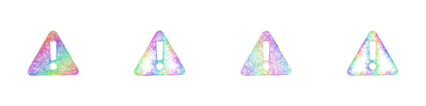 Colorful sketch warning icon design set
