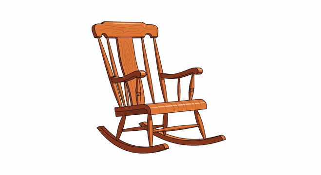 Wooden rocking chair illustration on white background