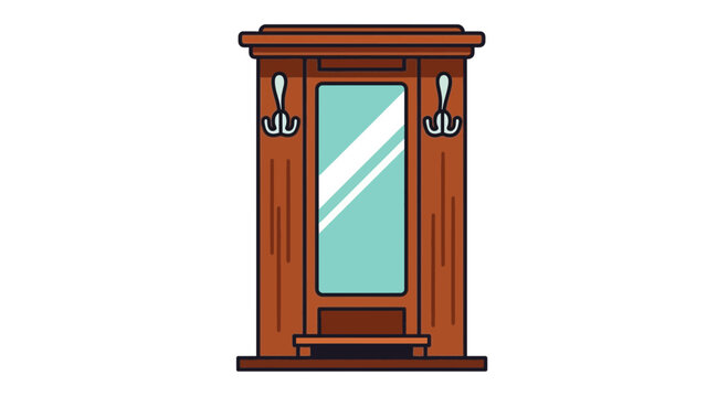 Vintage Hallway Coat Rack with Mirror and Hooks