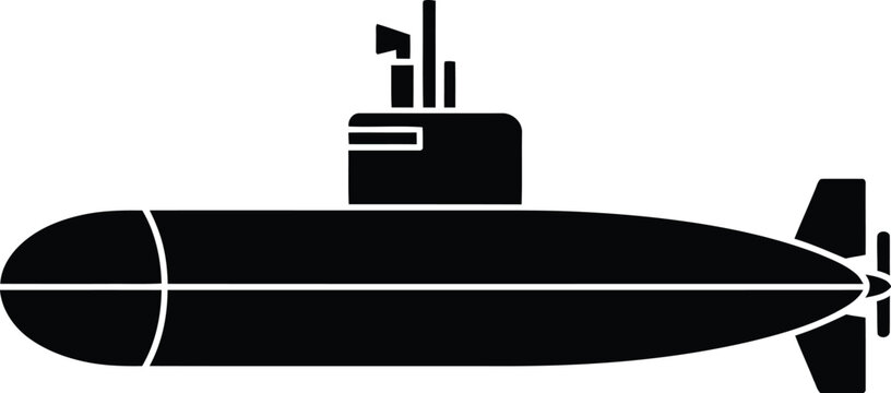 Submarine silhouette in deep water with periscope raised Vector Illustration