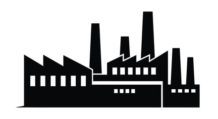Obraz premium Factory building silhouette against a white background high quality professional