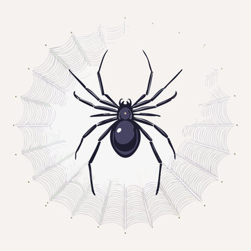 Black Widow Spider on Web Illustration