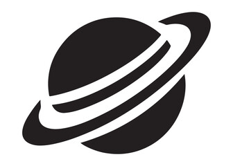 saturn logo silhouette vector, astronomy saturn planet logo silhouette vector illustration, ringed planet space logo vector, cosmic saturn planet logo silhouette design on white background © Adobe design