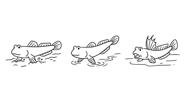 Mudskippers Walking on Land in Unique Environment