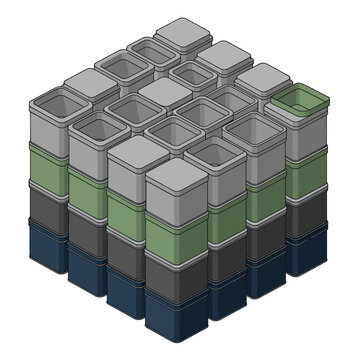 Colorful Stacked Plastic Storage Bins.