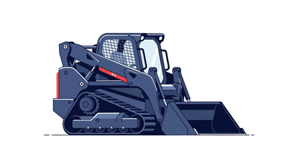 Fototapeta premium Compact Track Loader with Bucket, Construction Machine Vector Illustration