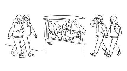 Obraz premium Two friends enjoying a journey together in a car