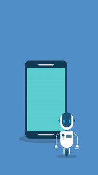 AI Chatbot Robot Greeting Hello Message Mobile App Smartphone Assistant Interface