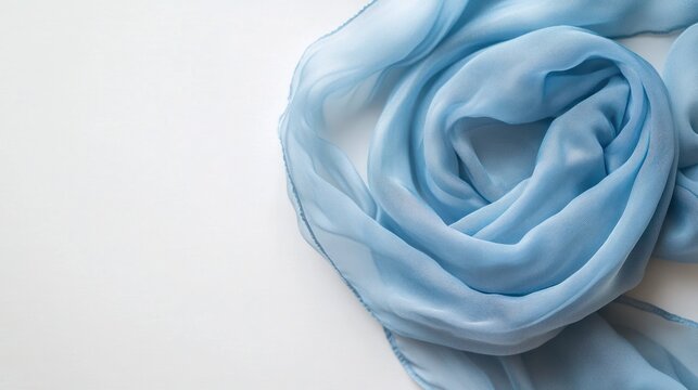Light blue silk scarf on white background