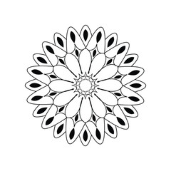Fototapeta premium Botanical mandala bloom circular symmetry decorative black and white vector