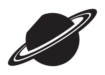 saturn logo silhouette vector, astronomy saturn planet logo silhouette vector illustration, ringed planet space logo vector, cosmic saturn planet logo silhouette design on white background © Adobe design