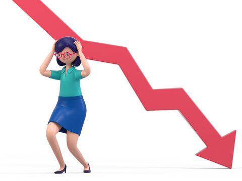woman with a declining arrow