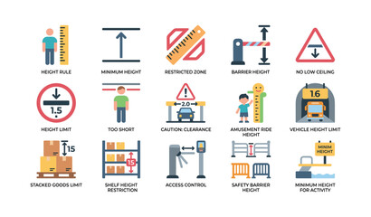 Fototapeta premium Height and clearance icons showing limits and access controls