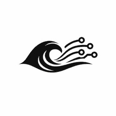 Fototapeta premium Innovative Technology Logo Featuring Stylized Ocean Wave and Digital Nodes