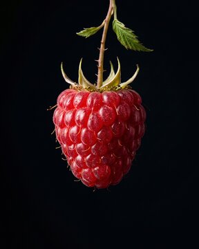 Raspberry (Rubus idaeus) on dark background