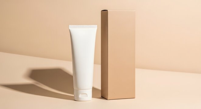 Cosmetic product mockup cream tube and box packaging design presentation