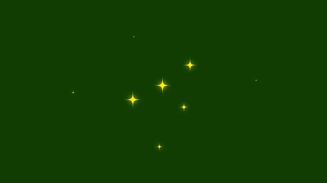Cartoon blinking white stars sparkle animation doodle style glitter light motion comic manga flashes cosmic festive twinkle overlay seamless green screen 4K video