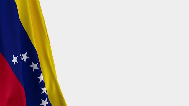 Venezuela Flag on Left Side, Waving National Symbol with Copy Space - 3D rendering loop animation
