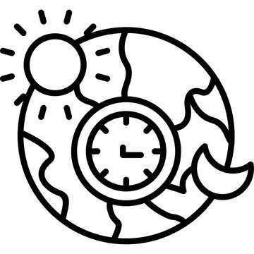 Time Zones World Line Icon